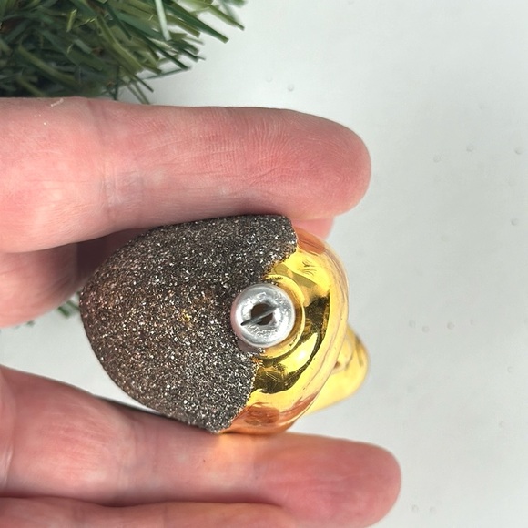 Blown Glass Christmas Ornament Shimmering Crescent Moon Face Gold Germany Vtg - Picture 6 of 8